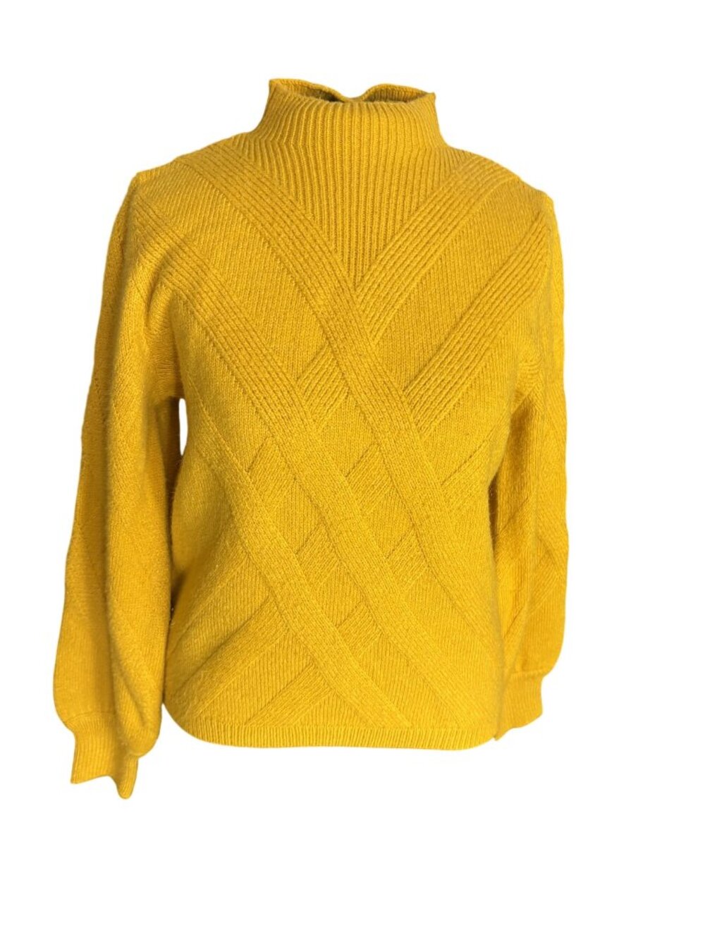 Joseph A Womens Yellow Mock Neck Cable Knit Sweater Size S Warmth